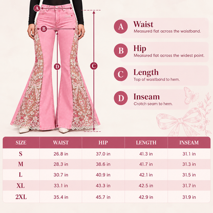 Scarlet Denim Lace Panel Flare Jeans